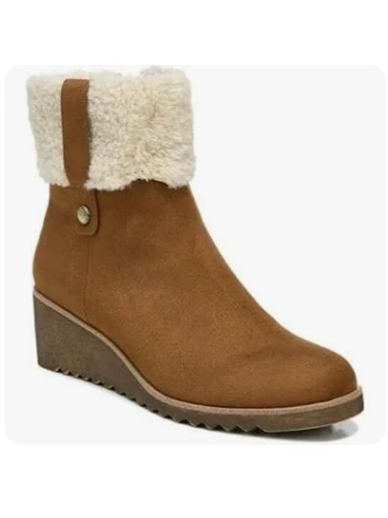Life Stride Shoes - Lifestride Women’s Zurich Microsuede Faux Fur Ankle Boots Toffee Size 10 New I